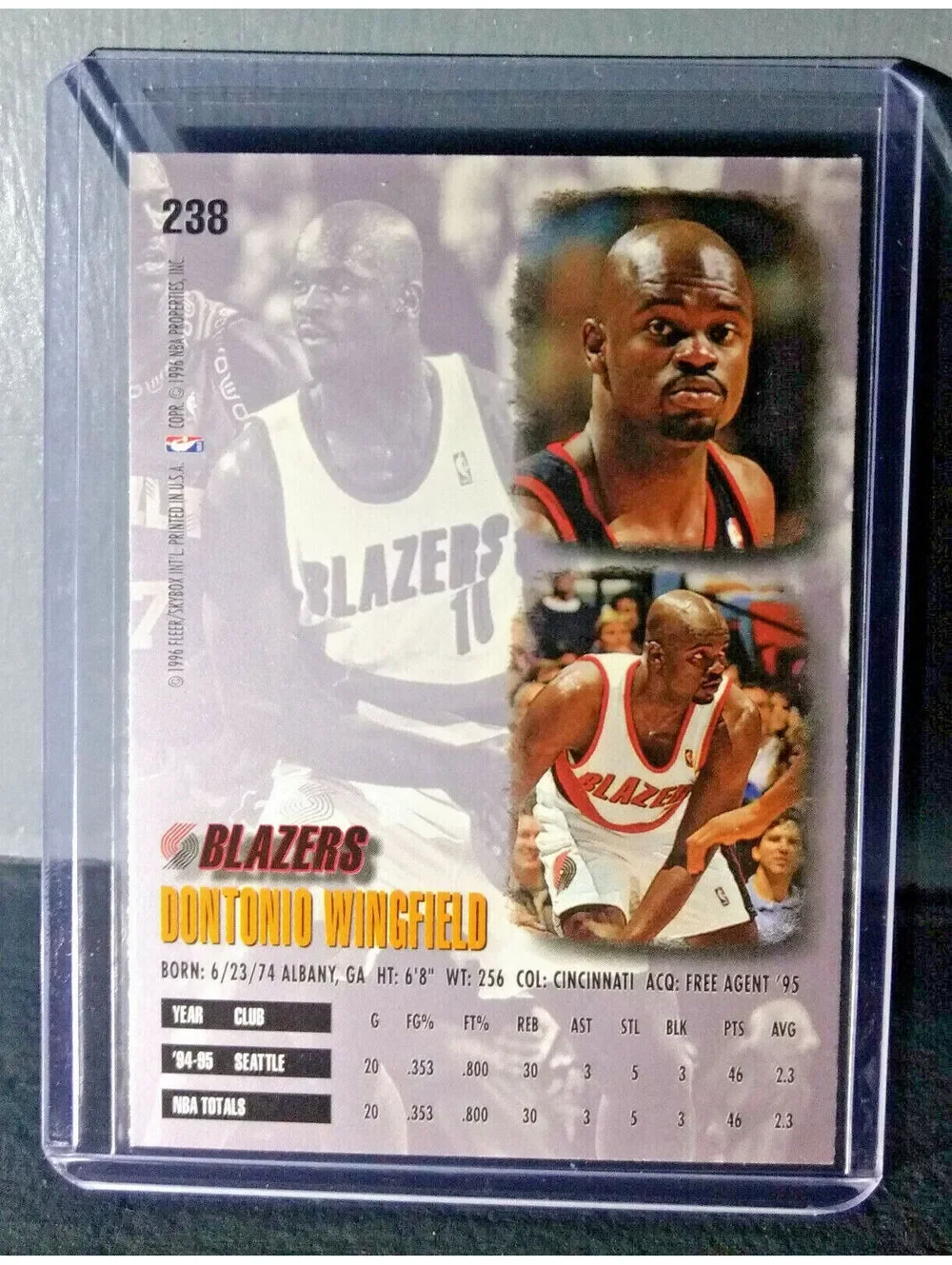 1995-96 Dontonio Wingfield Fleer Ultra #238 Basketball Card